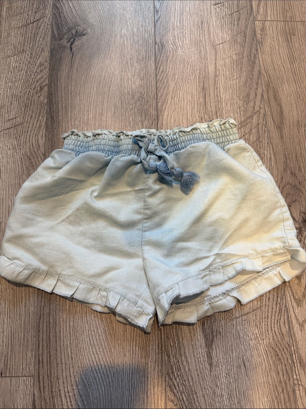 btween Light Blue Drawstring Ruffle Hem Girls Shorts